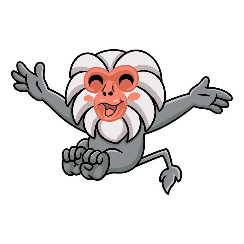 Cute little hamadryad monkey cartoon posing vector