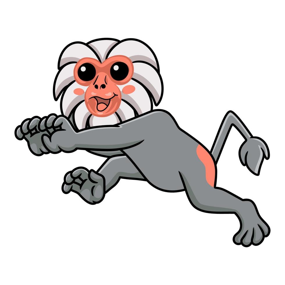 Cute little hamadryad monkey cartoon running vector