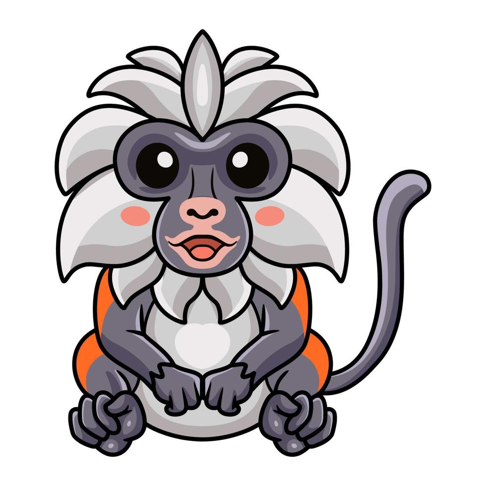 Cute zanzibar red colobus monkey cartoon sitting vector