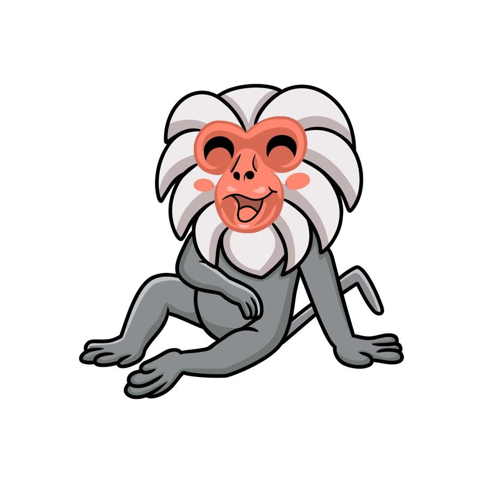 Cute little hamadryad monkey cartoon sitting vector