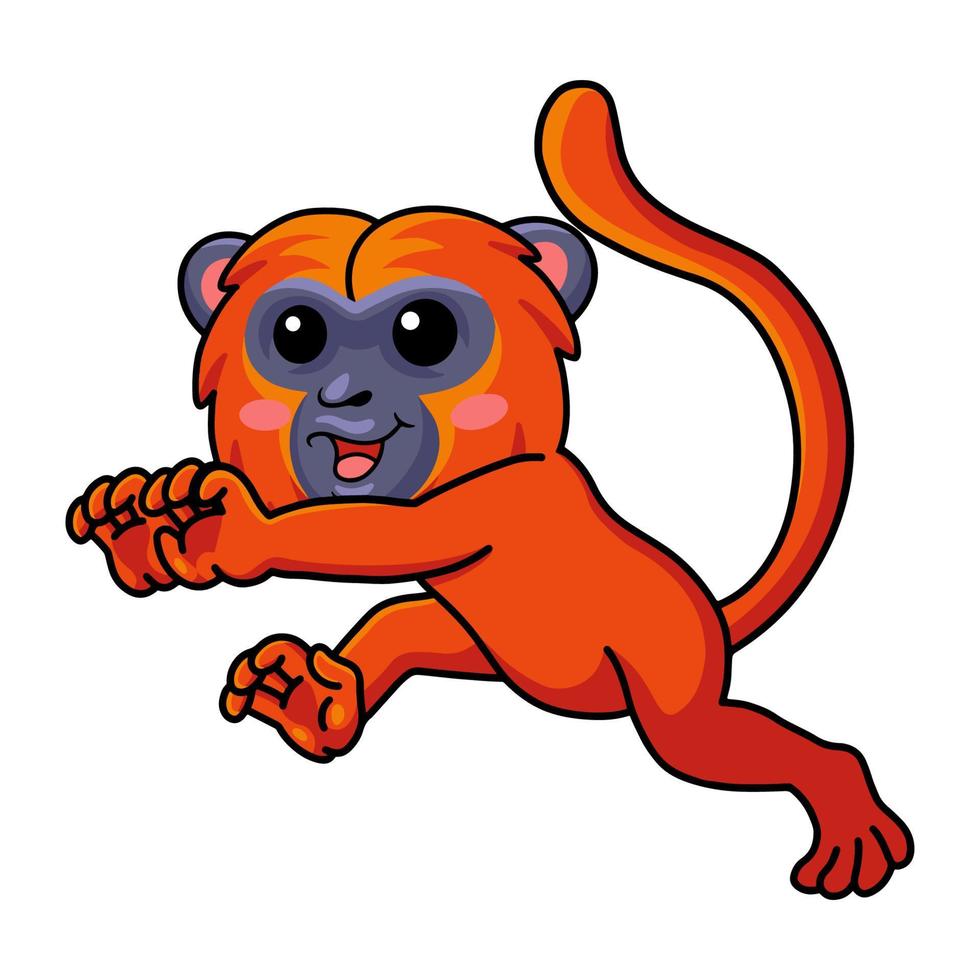 Cute red howler monkey cartoon running vector