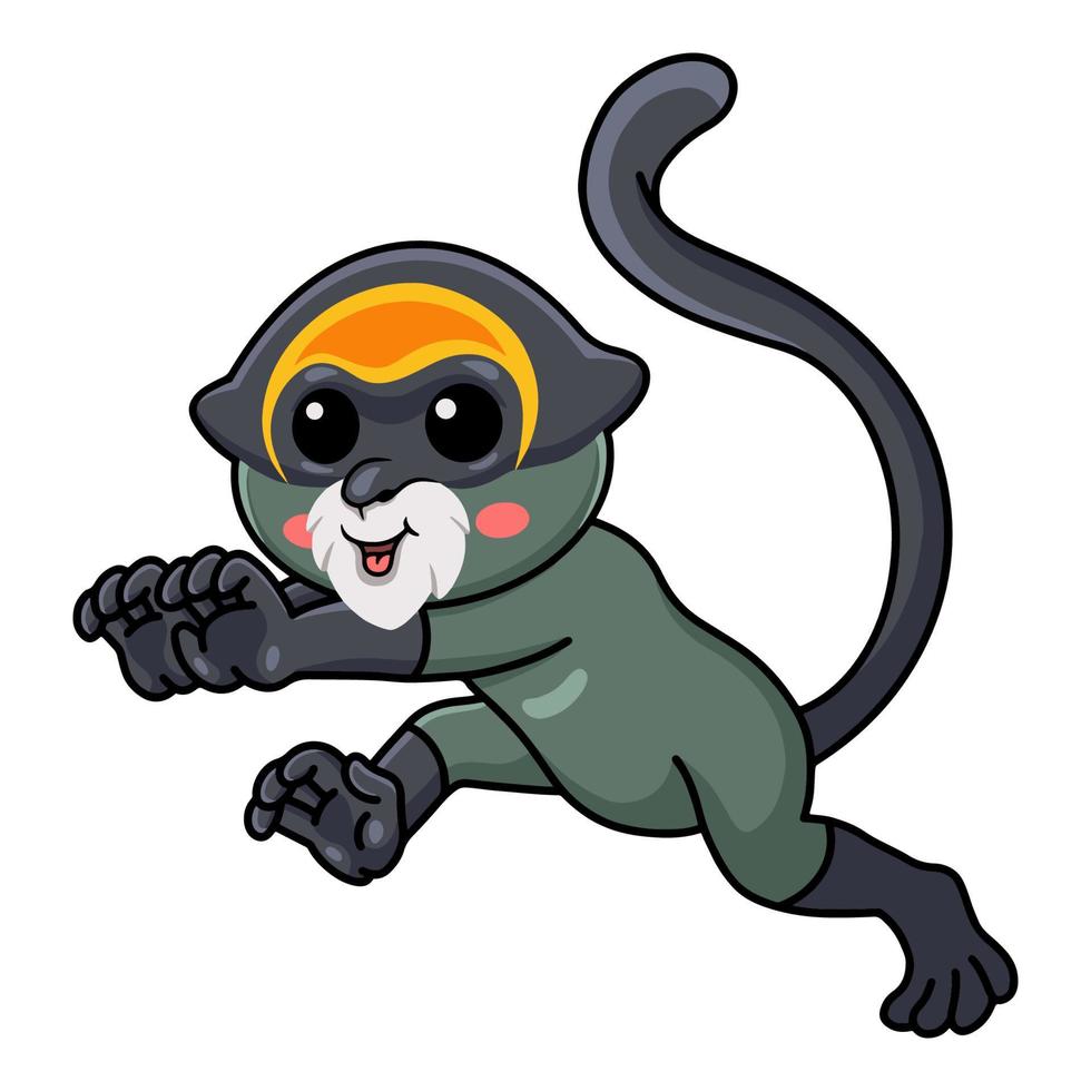 Cute de brazza's monkey cartoon running vector