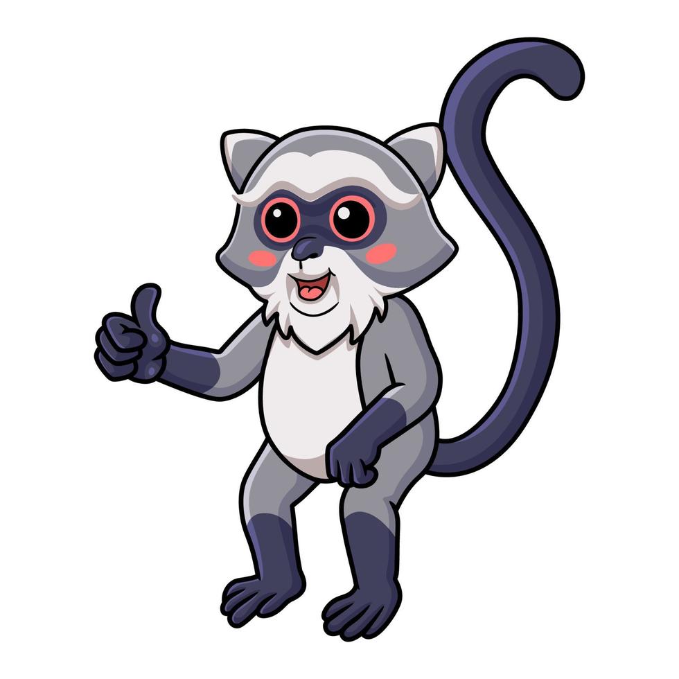 Cute samango monkey cartoon giving thumb up vector