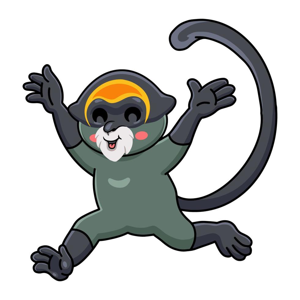 Cute de brazza's monkey cartoon running vector