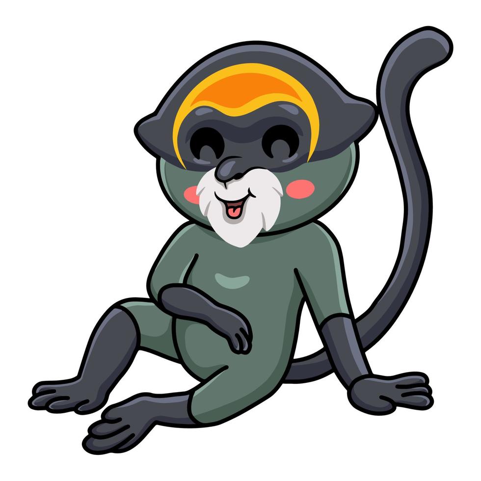 Cute de brazza's monkey cartoon sitting vector