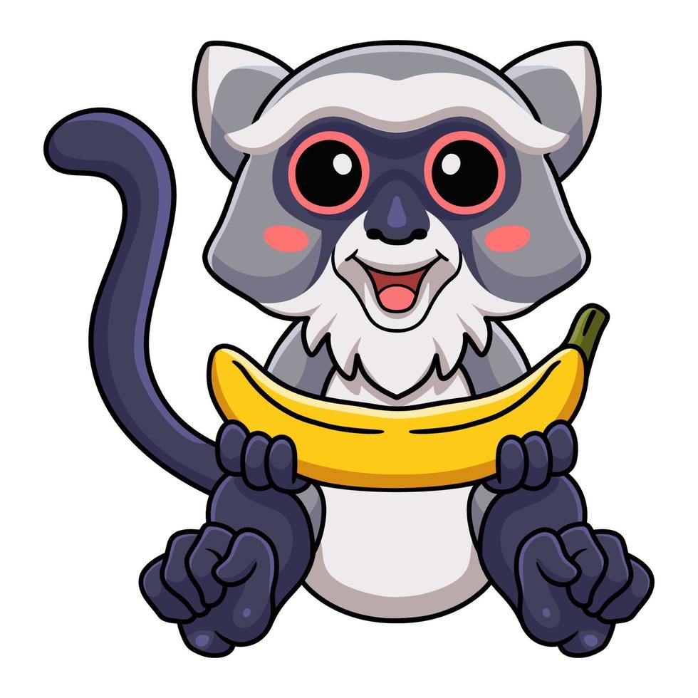 Cute samango monkey cartoon holding a banana vector