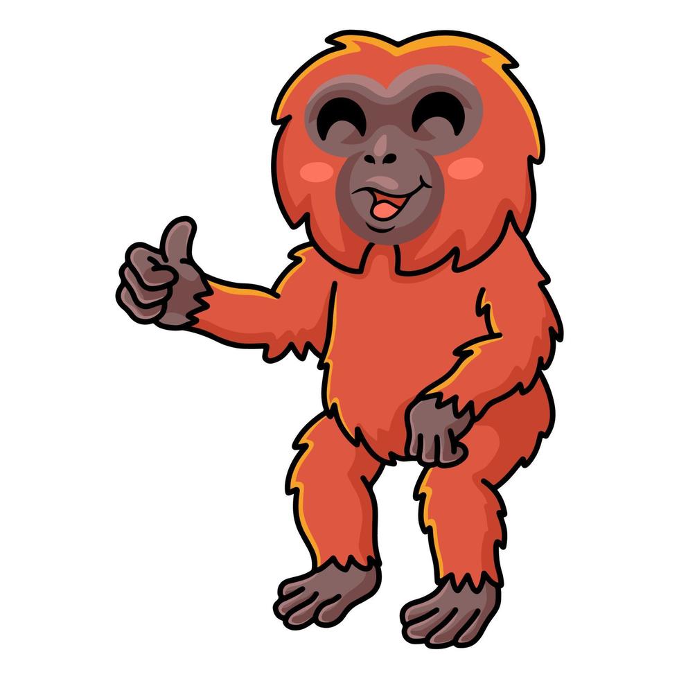 Cute little orangutan cartoon giving thumb up vector