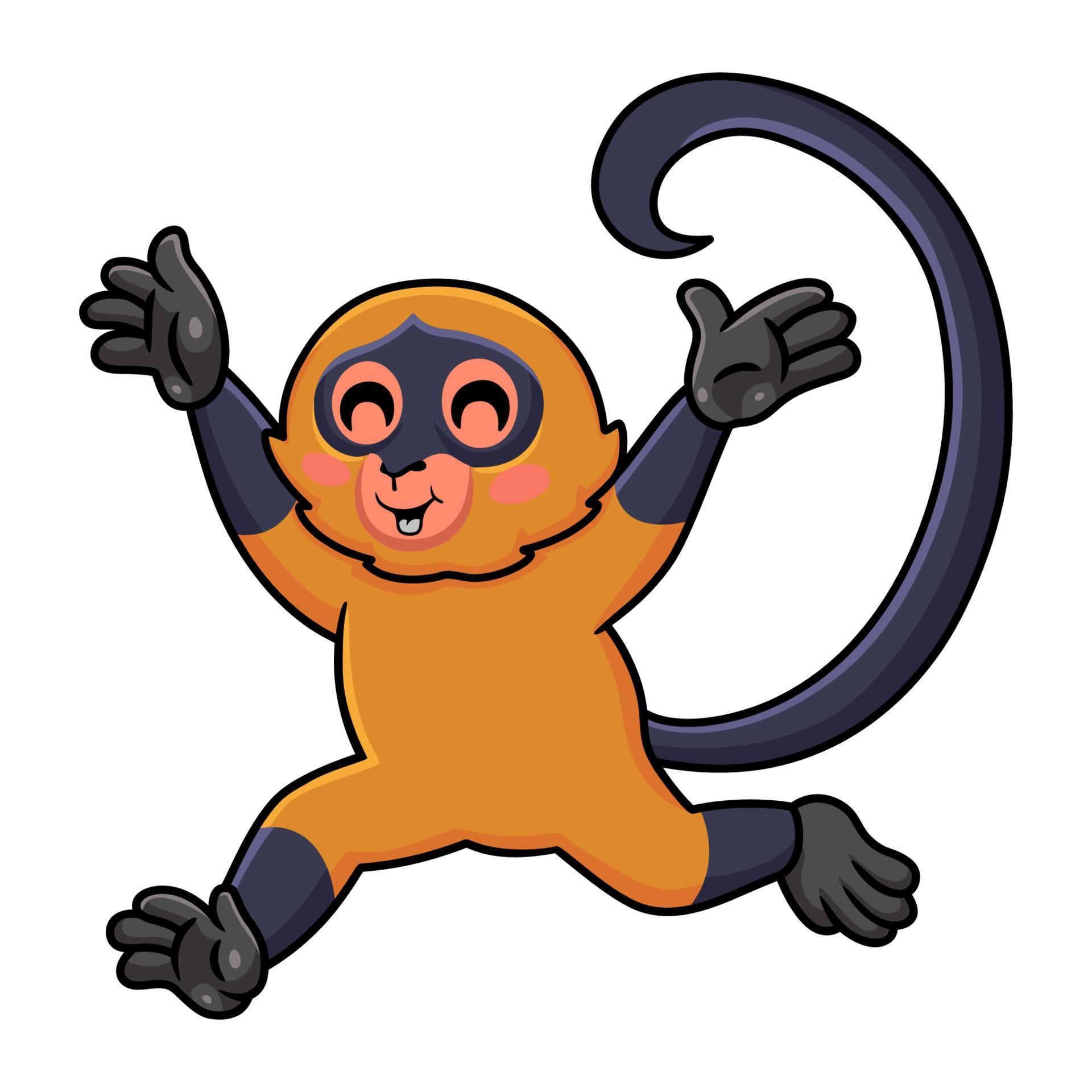 Cute spider monkey cartoon running 14819851 Vector Art at Vecteezy
