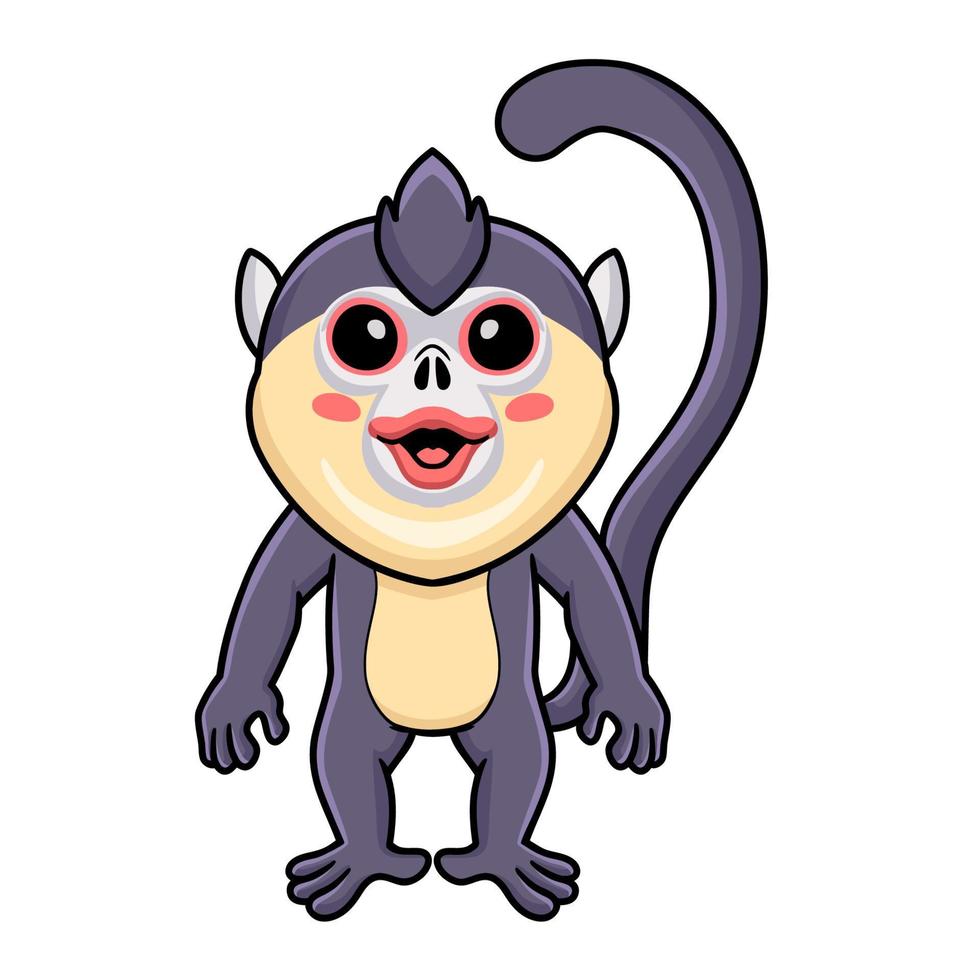 Cute little snub nosed monkey cartoon standing vector