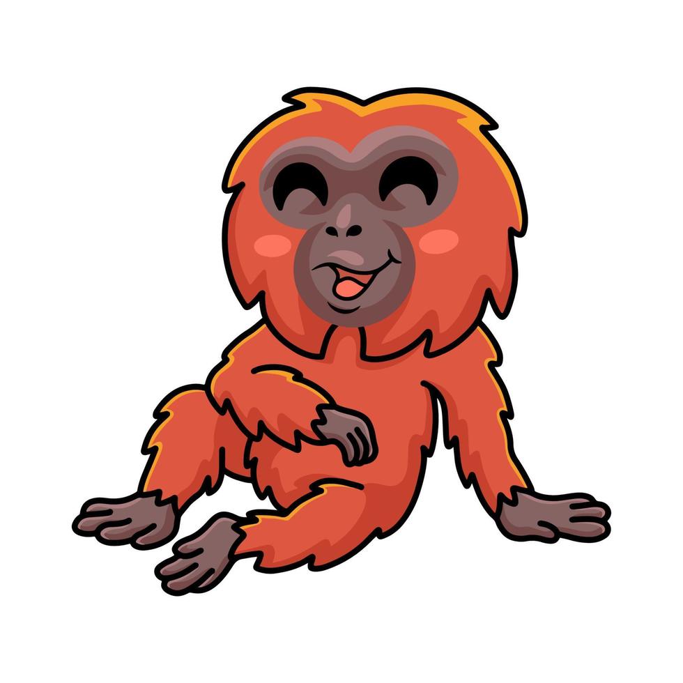 Cute little orangutan cartoon sitting vector