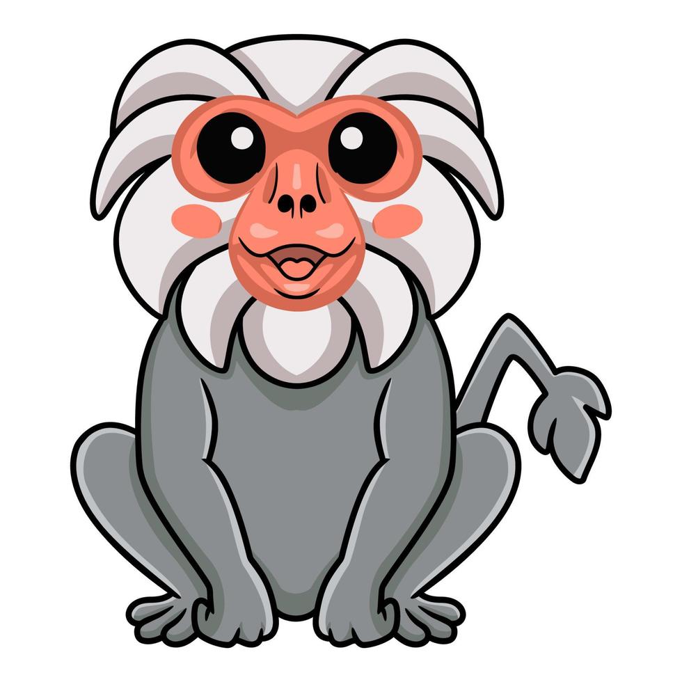 Cute little hamadryad monkey cartoon sitting vector