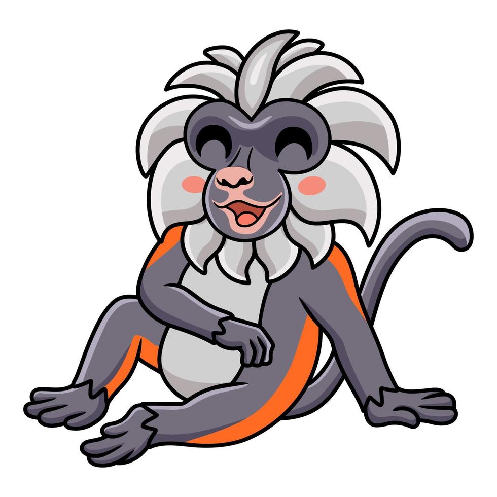 Cute zanzibar red colobus monkey cartoon sitting vector