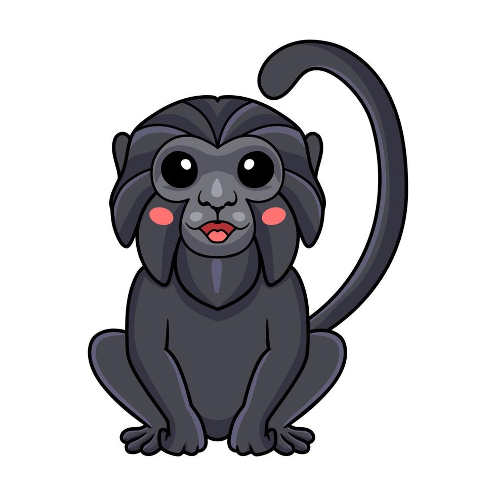 linda caricatura de mono de goeldi sentada vector