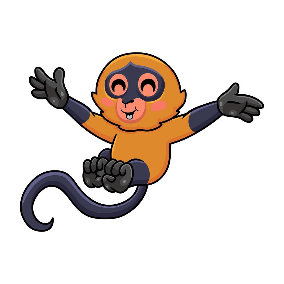 Cute spider monkey cartoon posing vector