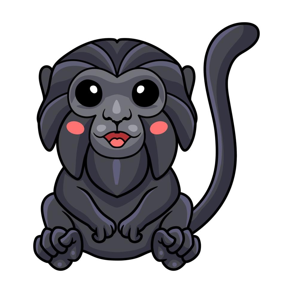 linda caricatura de mono de goeldi sentada vector