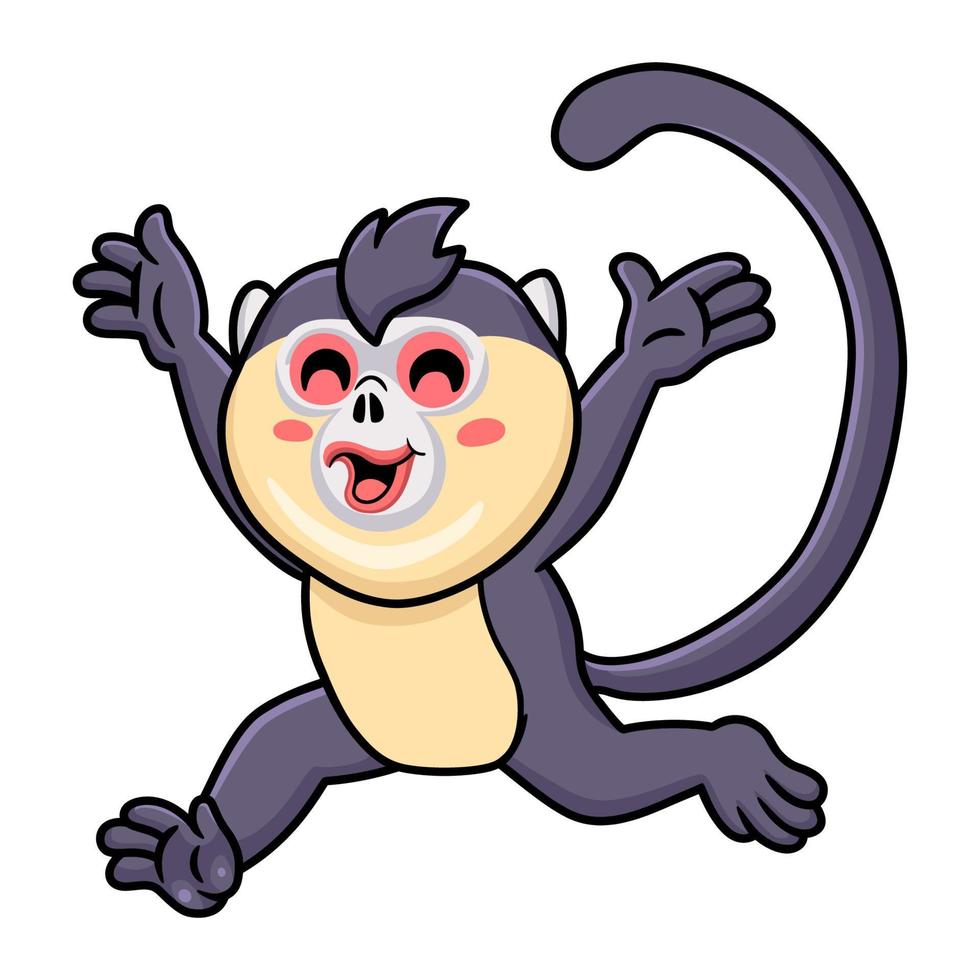 Cute little snub nosed monkey cartoon walking vector