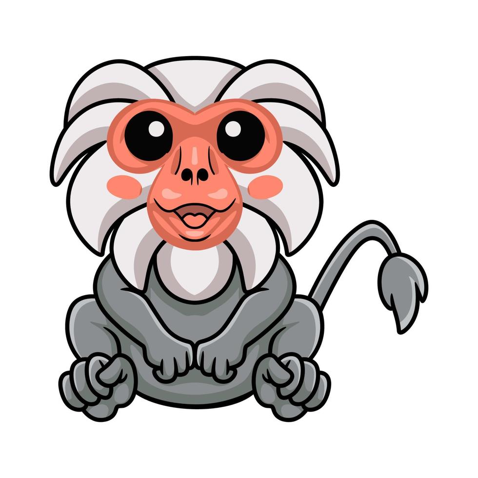 Cute little hamadryad monkey cartoon sitting vector