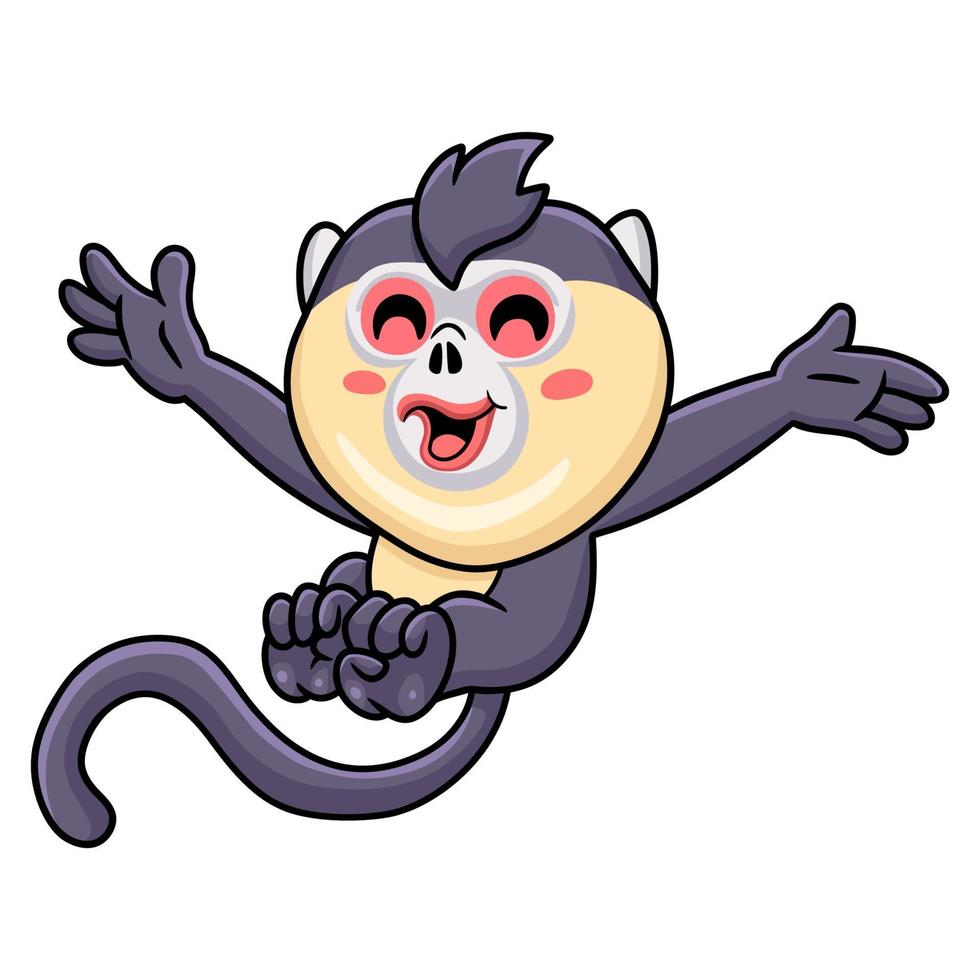 Cute little snub nosed monkey cartoon posing vector