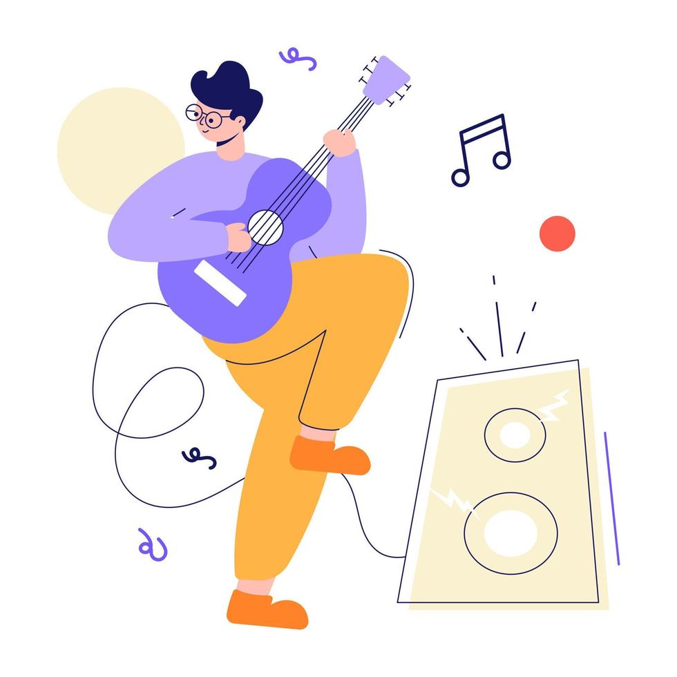 A modern flat illustration of guitarist vector