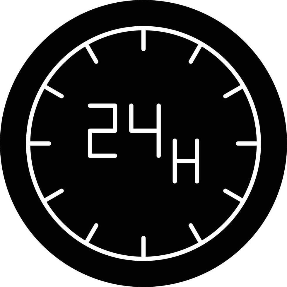 24 Hours Glyph Icon vector