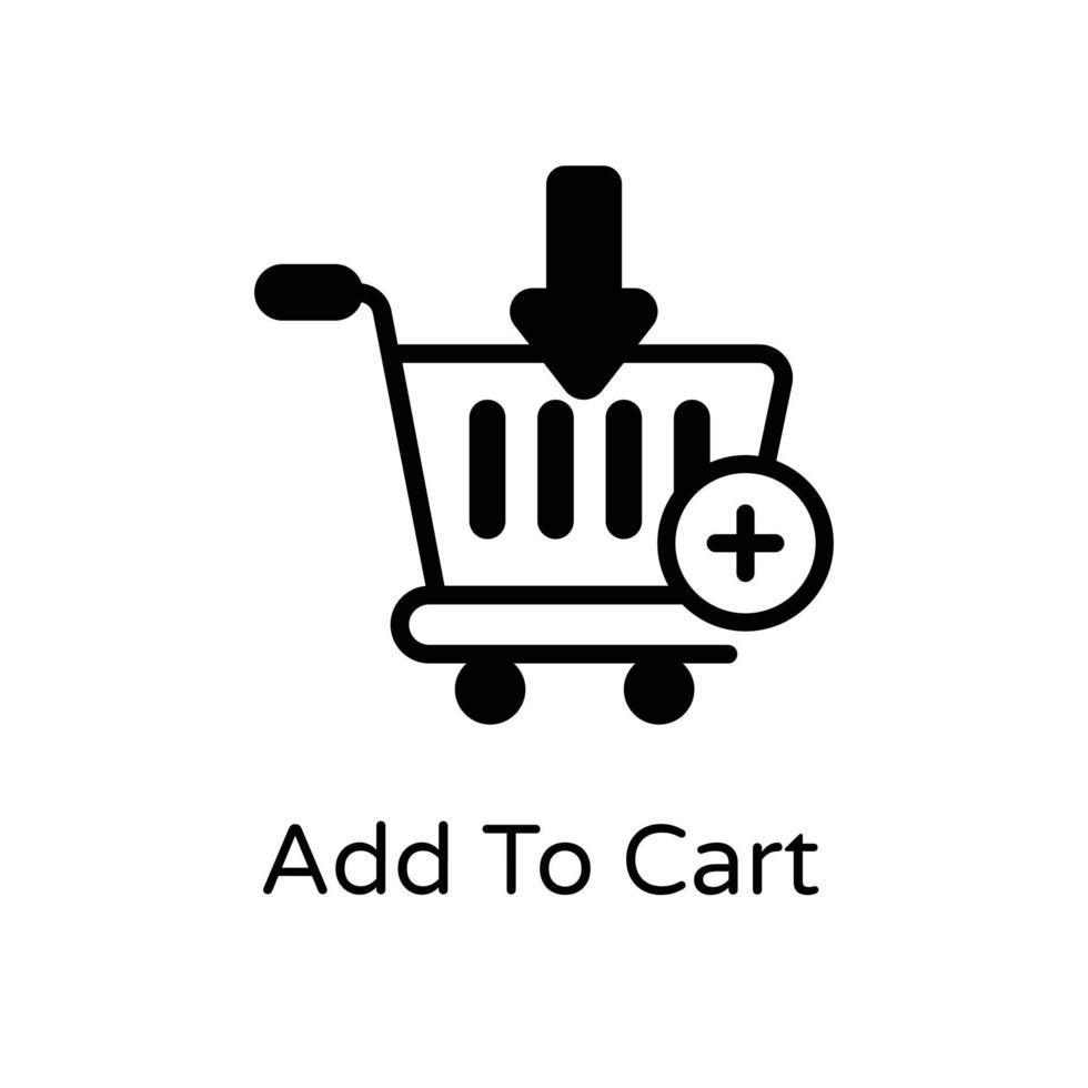 Add to cart, glyph editable design vector