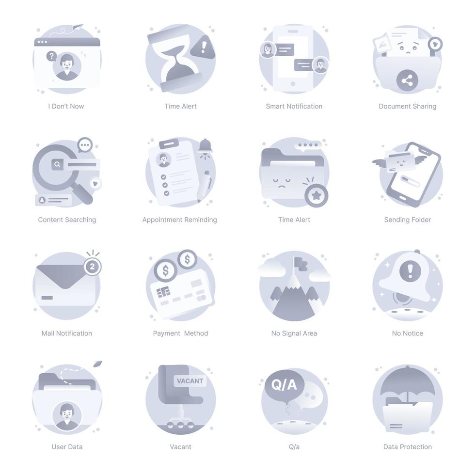 Set of Documents Flat Rounded Icons vector