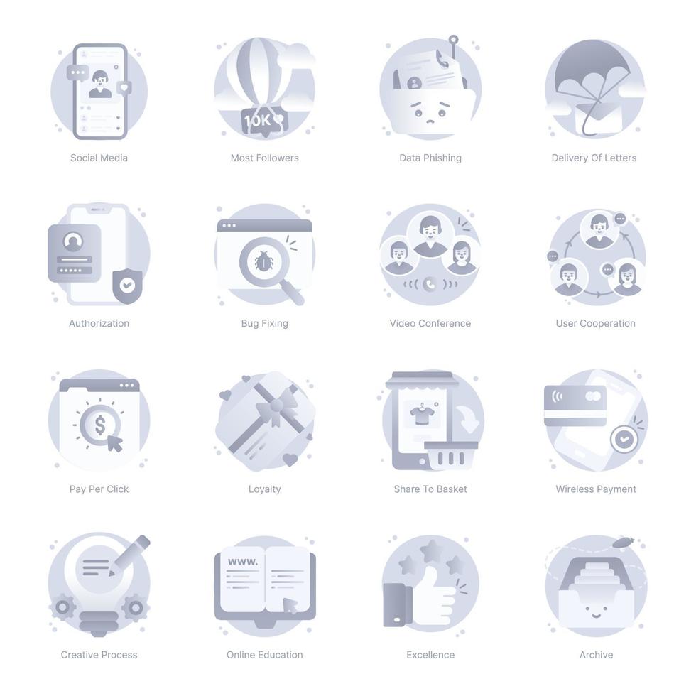 Flat Icons of Social Media vector