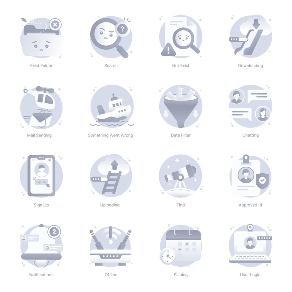 conjunto de iconos redondeados planos de medios vector