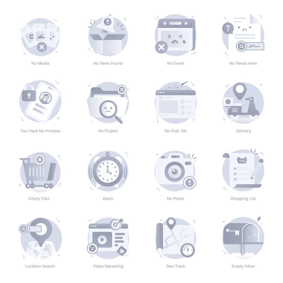 Set of Media Content Flat Rounded Icons vector