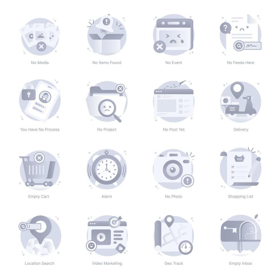 conjunto de iconos redondeados planos de contenido multimedia vector