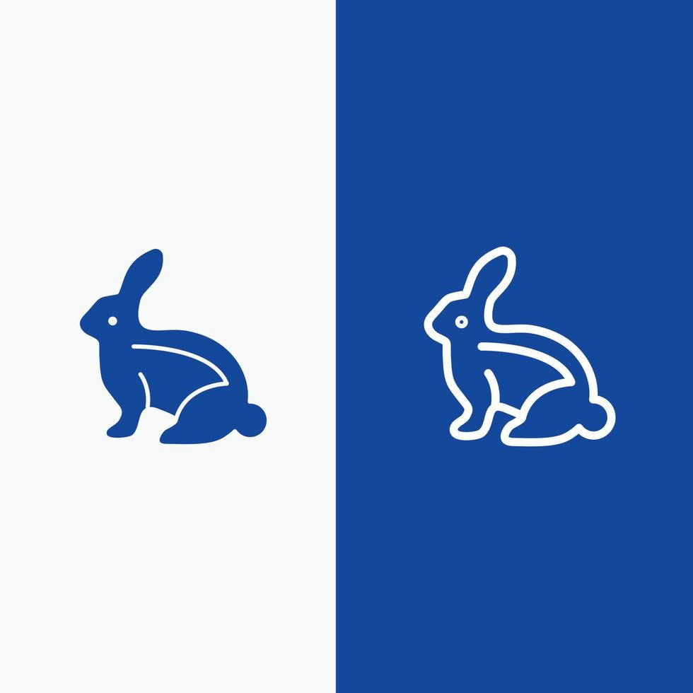 Bunny Easter Easter Bunny Rabbit Line and Glyph Solid icon Blue banner Line and Glyph Solid icon Blue banner vector