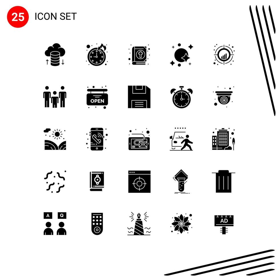 Pack of 25 Modern Solid Glyphs Signs and Symbols for Web Print Media such as plot chart easter spaceship satellite Editable Vector Design Elements