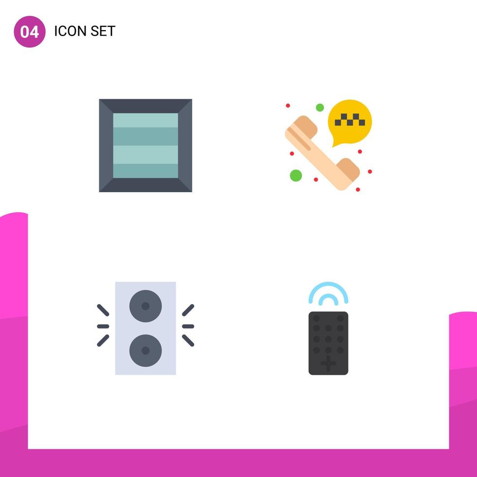 paquete de 4 iconos planos creativos de caja decoración de llamadas telefónicas de navidad elementos de diseño de vectores editables remotos