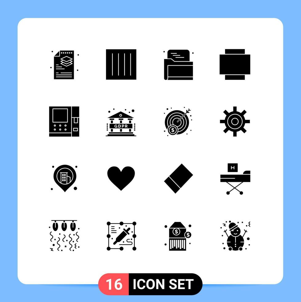 grupo de símbolos de iconos universales de 16 glifos sólidos modernos de dinero atm lavandería rotar datos elementos de diseño vectorial editables vector