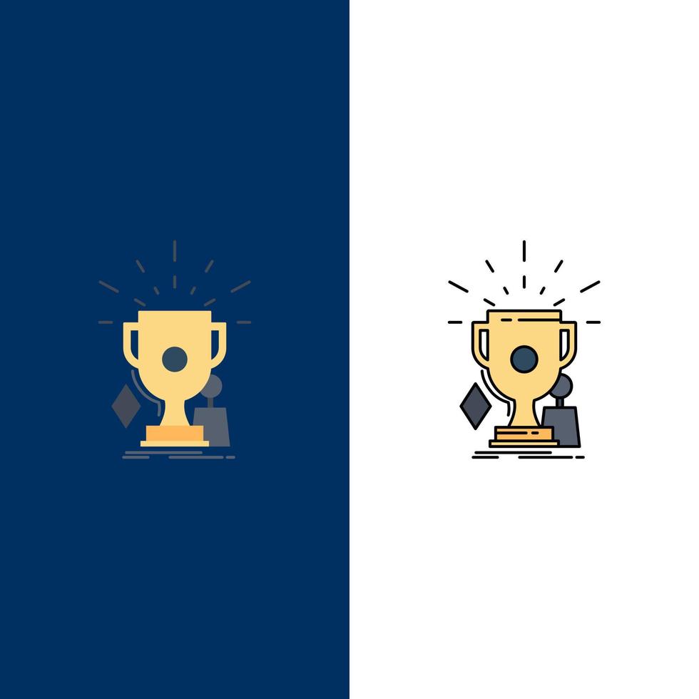 premios juego deporte trofeos ganador color plano icono vector