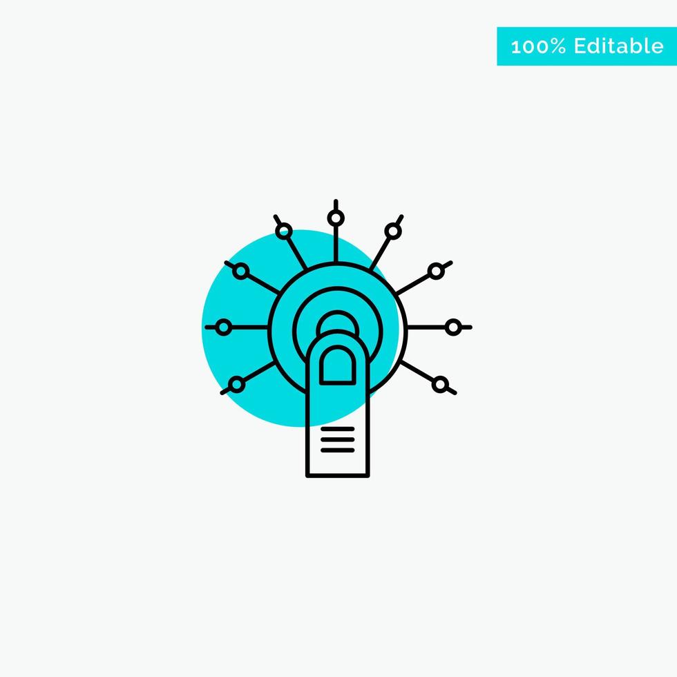 Touch Click Ok Done Touch Here turquoise highlight circle point Vector icon