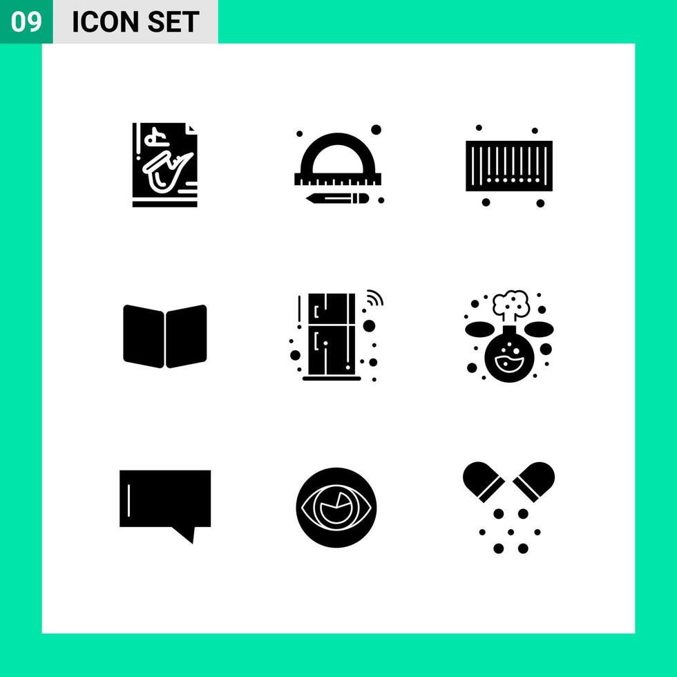 Modern Set of 9 Solid Glyphs Pictograph of home cover bar layout book Editable Vector Design Elements