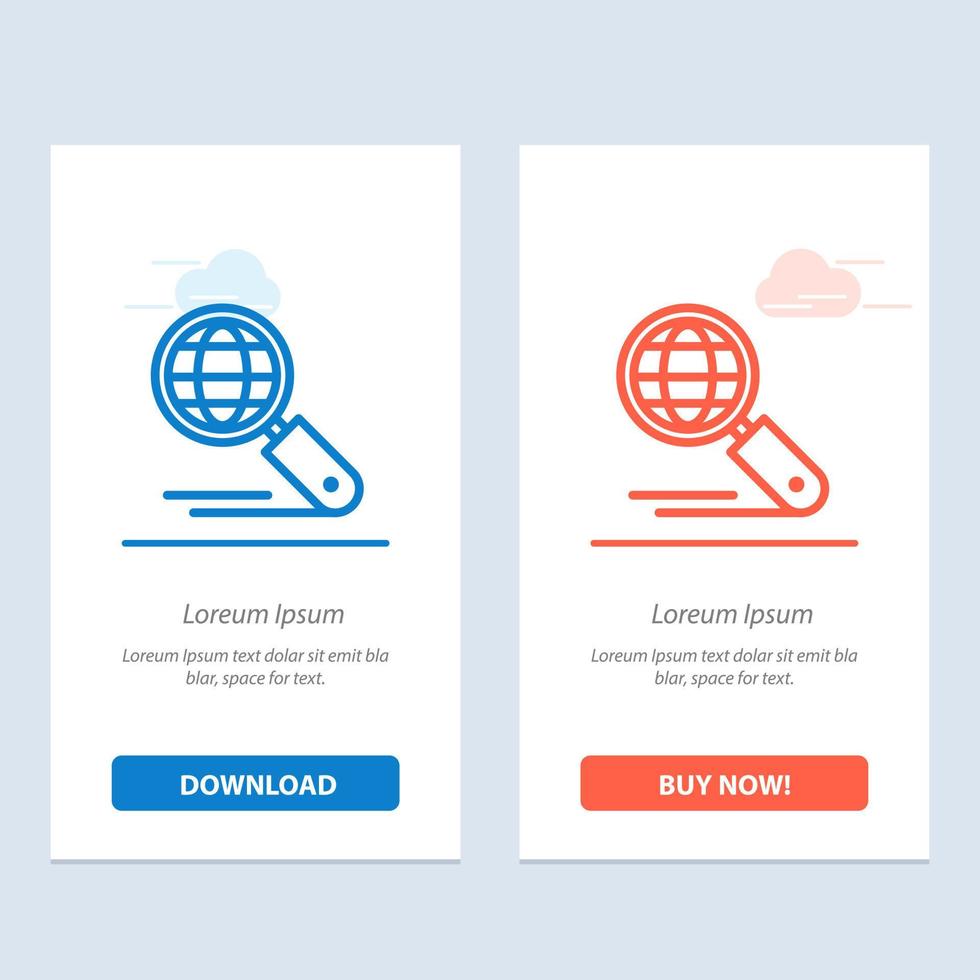 Globe Internet Search Seo  Blue and Red Download and Buy Now web Widget Card Template vector