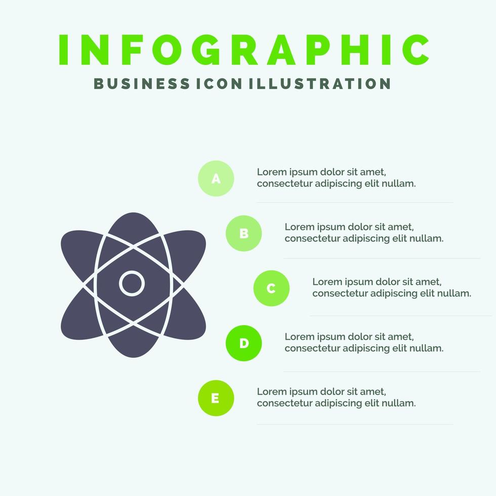 Atom Education Physics Science Solid Icon Infographics 5 Steps Presentation Background vector