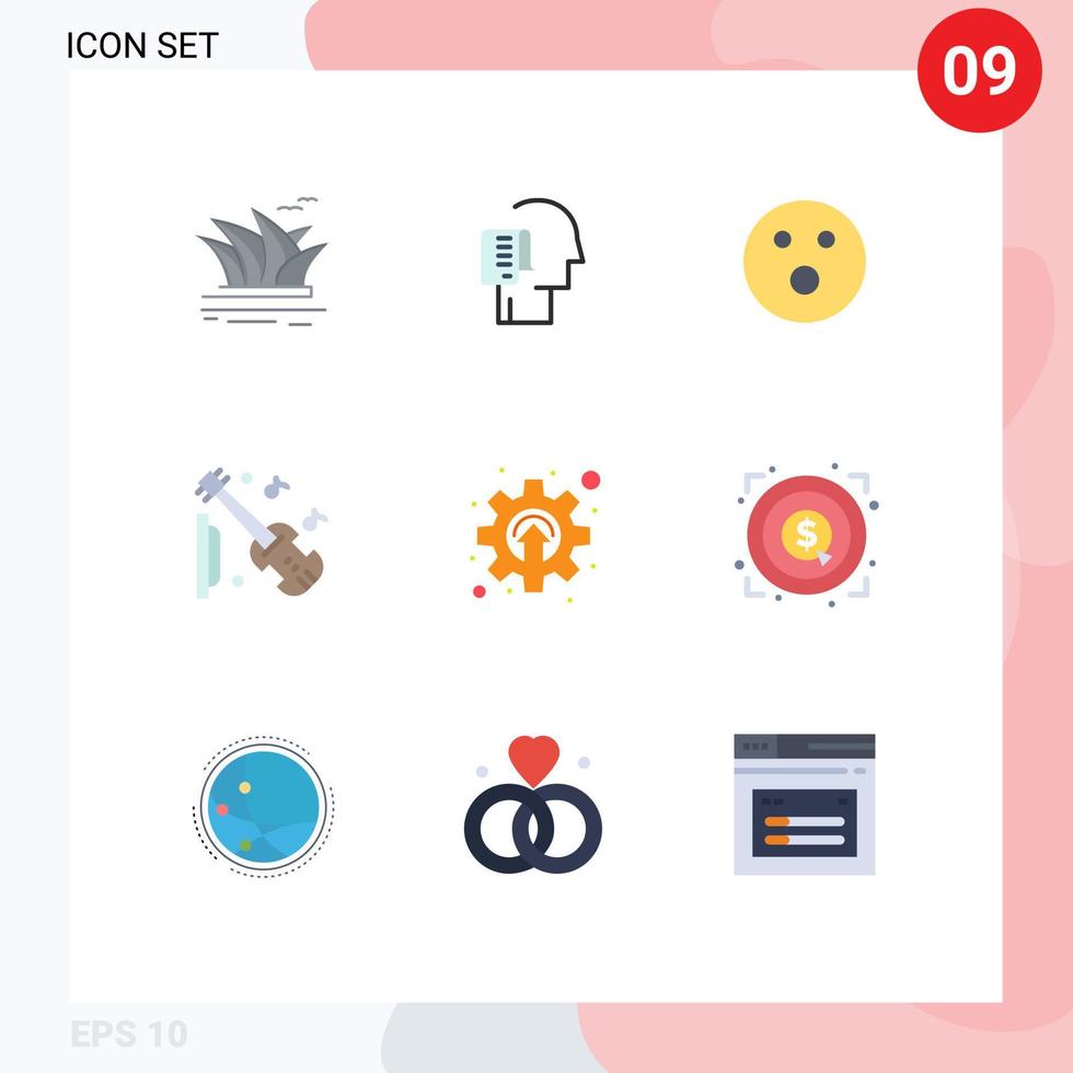 9 Universal Flat Color Signs Symbols of violin equipment schedule guitar sport Editable Vector Design Elements