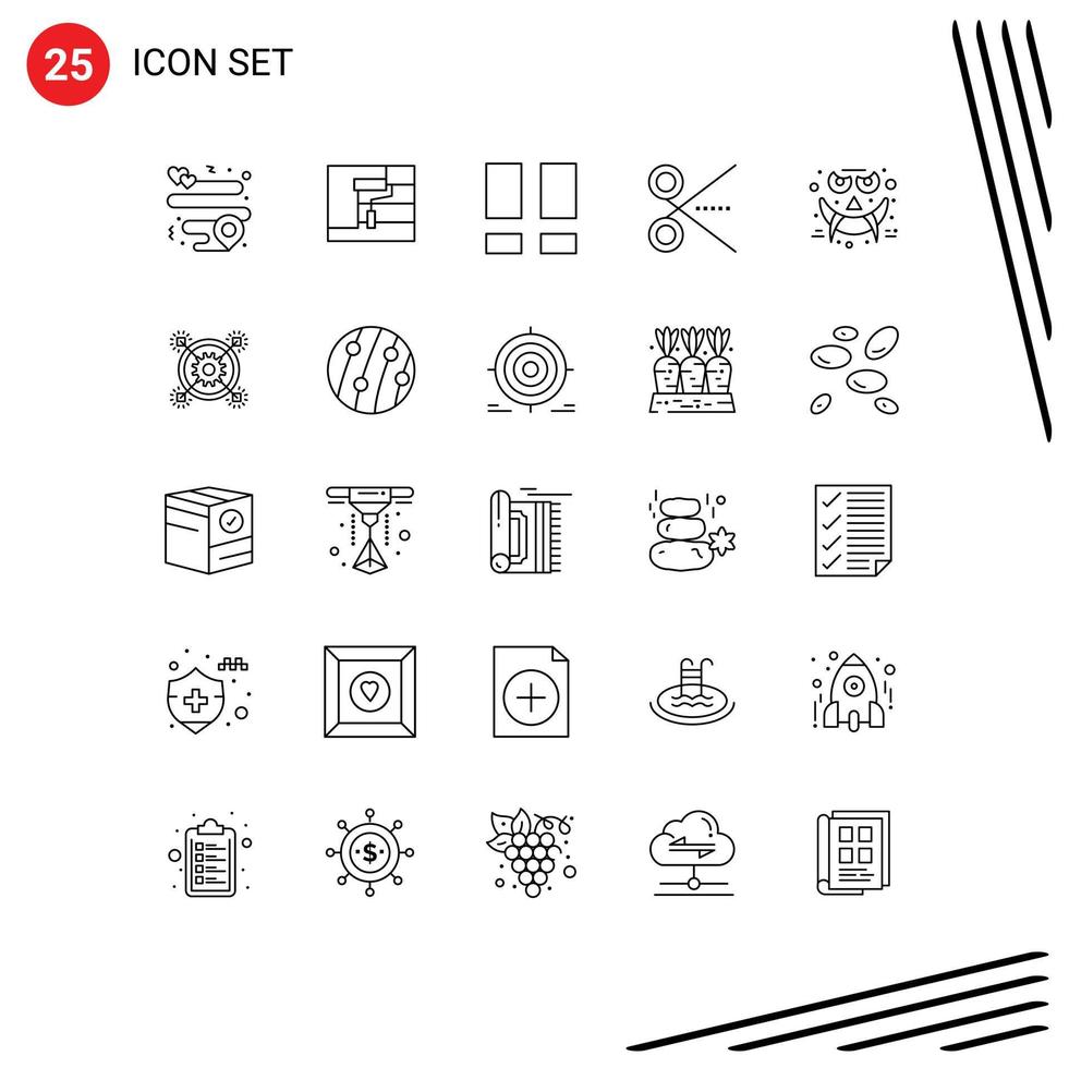 25 Universal Lines Set for Web and Mobile Applications face ui interface tool office Editable Vector Design Elements