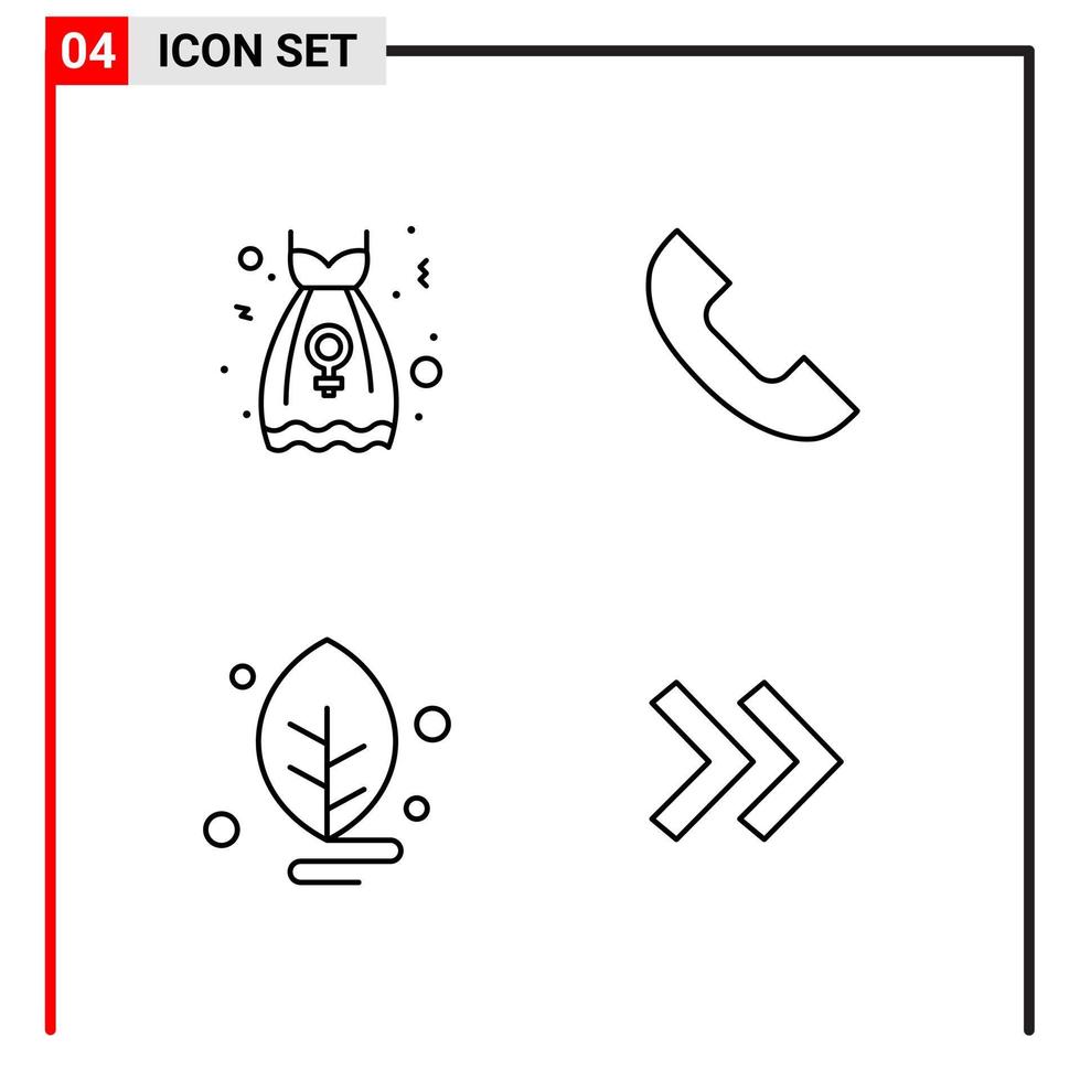 4 iconos generales para el diseño de sitios web impresos y aplicaciones móviles. 4 símbolos de contorno signos aislados sobre fondo blanco. Paquete de 4 iconos. vector