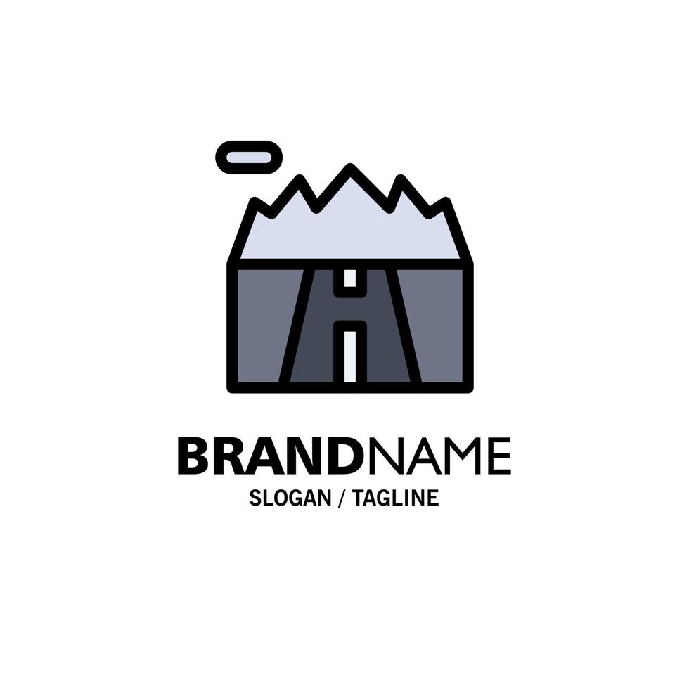 Landscape Mountains Scenery Road Business Logo Template Flat Color vector