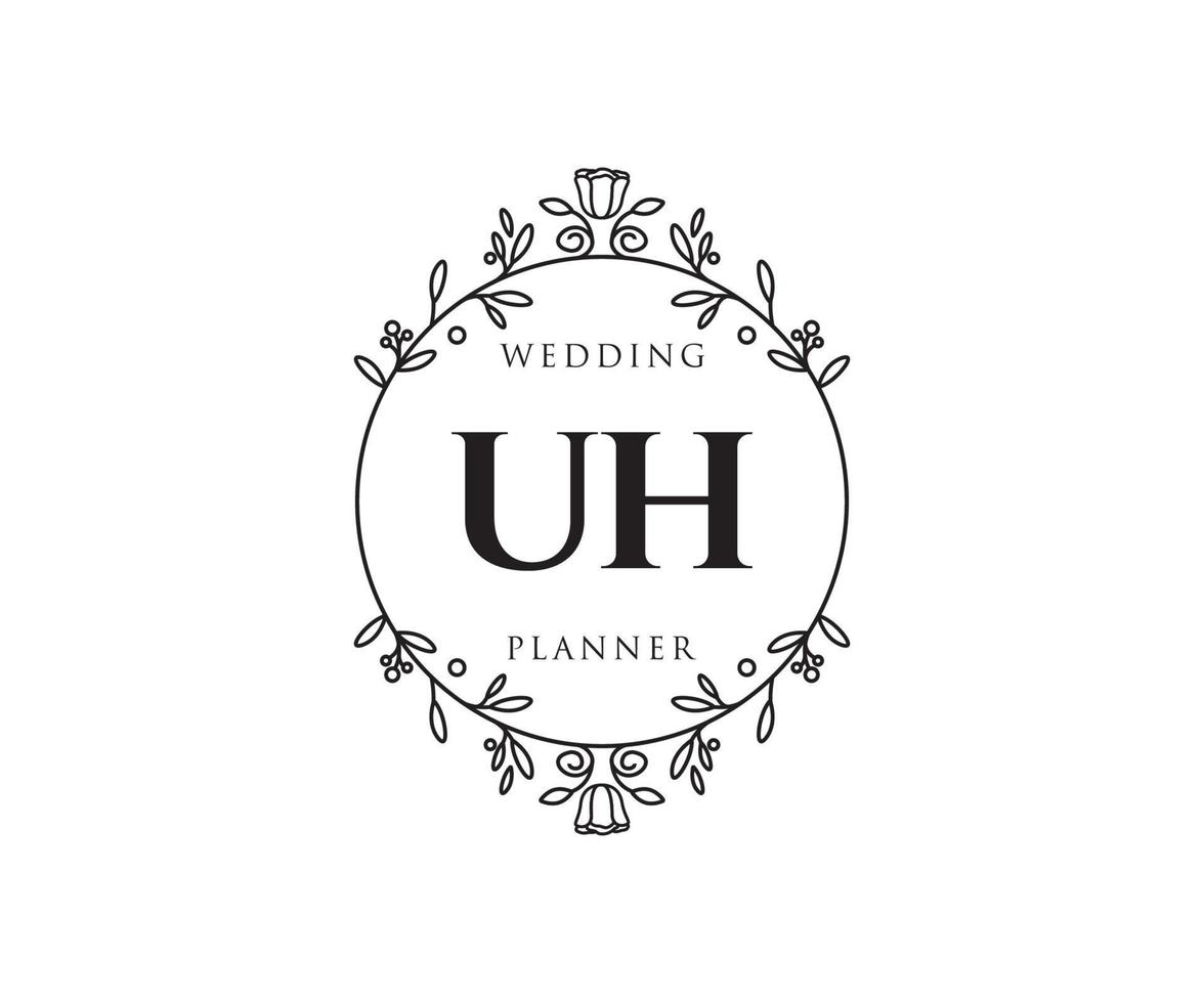 colección de logotipos de monograma de boda con letras iniciales, plantillas florales y minimalistas modernas dibujadas a mano para tarjetas de invitación, guardar la fecha, identidad elegante para restaurante, boutique, café en vector