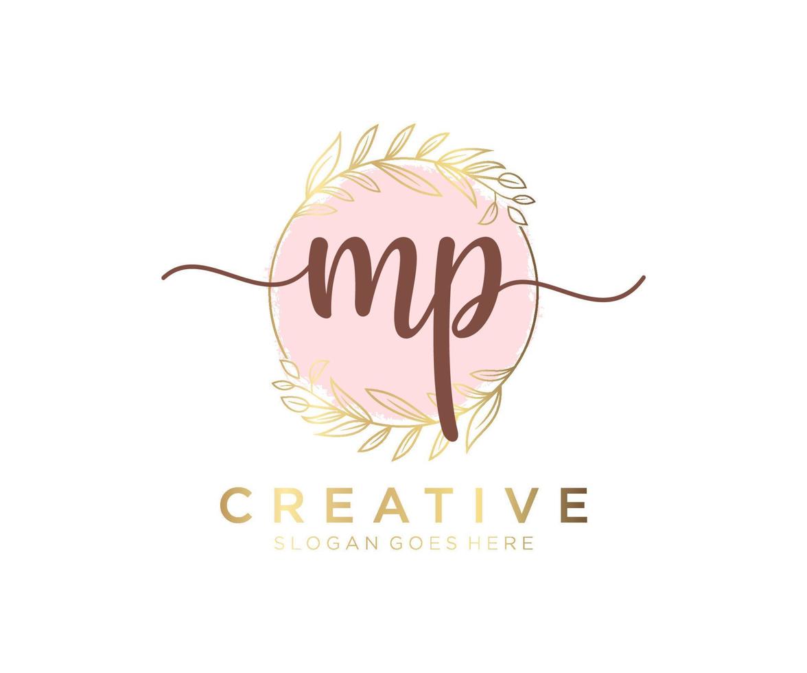 Initial MP feminine logo. Usable for Nature, Salon, Spa, Cosmetic and Beauty Logos. Flat Vector Logo Design Template Element.