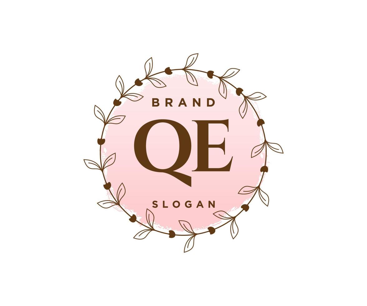 Initial QE feminine logo. Usable for Nature, Salon, Spa, Cosmetic and Beauty Logos. Flat Vector Logo Design Template Element.