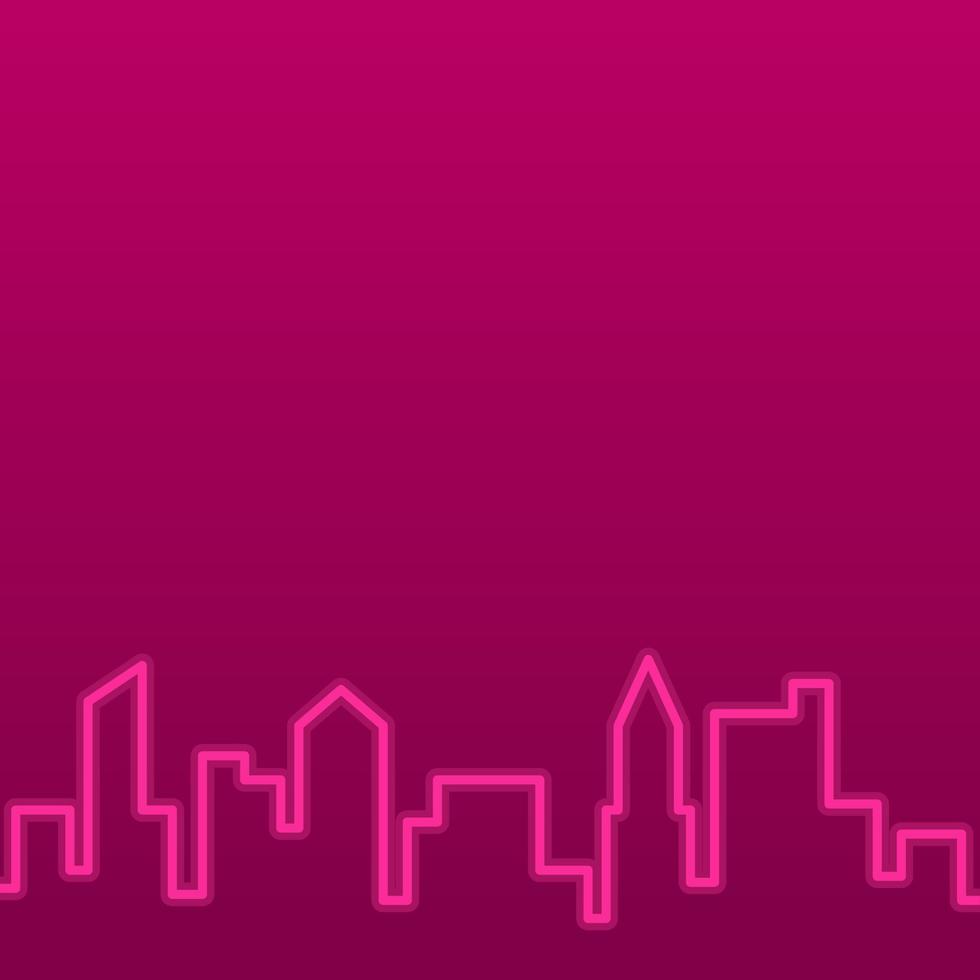 pink urban lines background with neon style. pink city neon background. retro background. city building background. vector