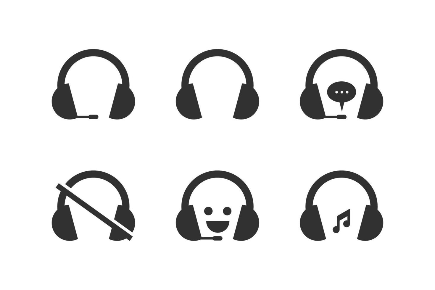 set of headphones vector icon isolated on white background