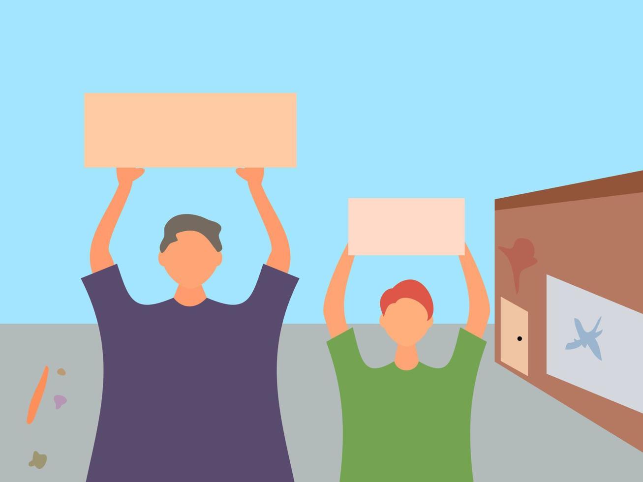 flat design people protest demo vector illustration