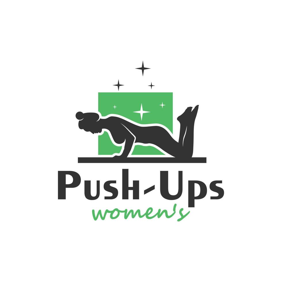 woman push up sport vector illustration logo